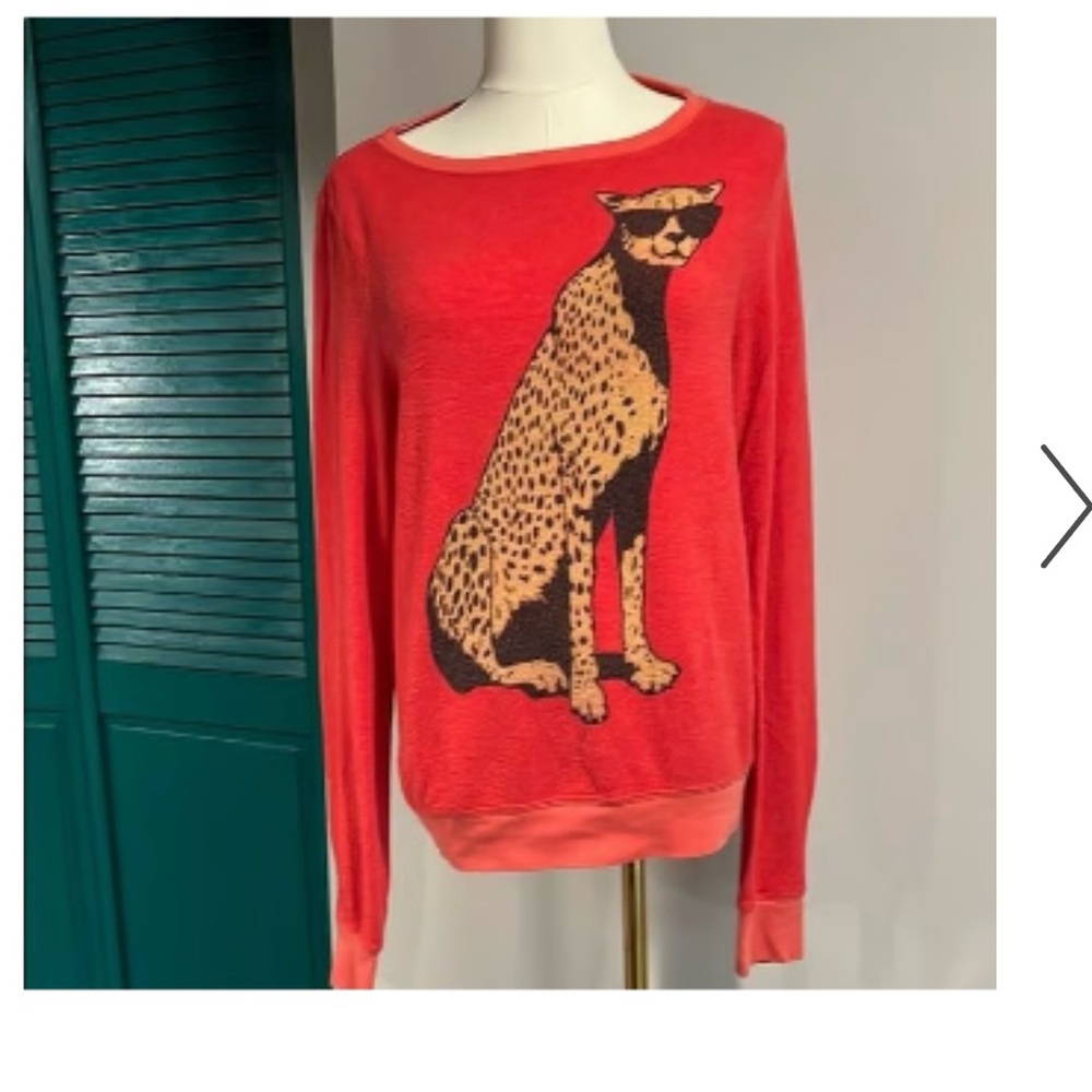 WILDFOX Red Cheetah Print Sweater